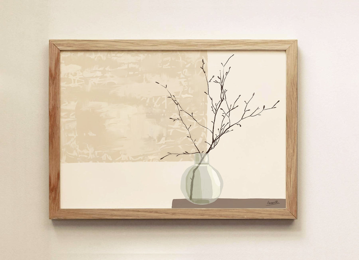 Poster Kunstdruck im Japandi Stil mit Zweigen und Vase 