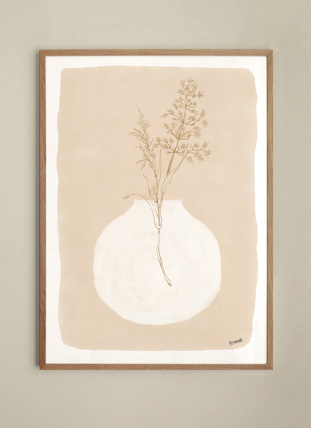 skandinavisches Kunstdruck Poster Gräser mit Vase