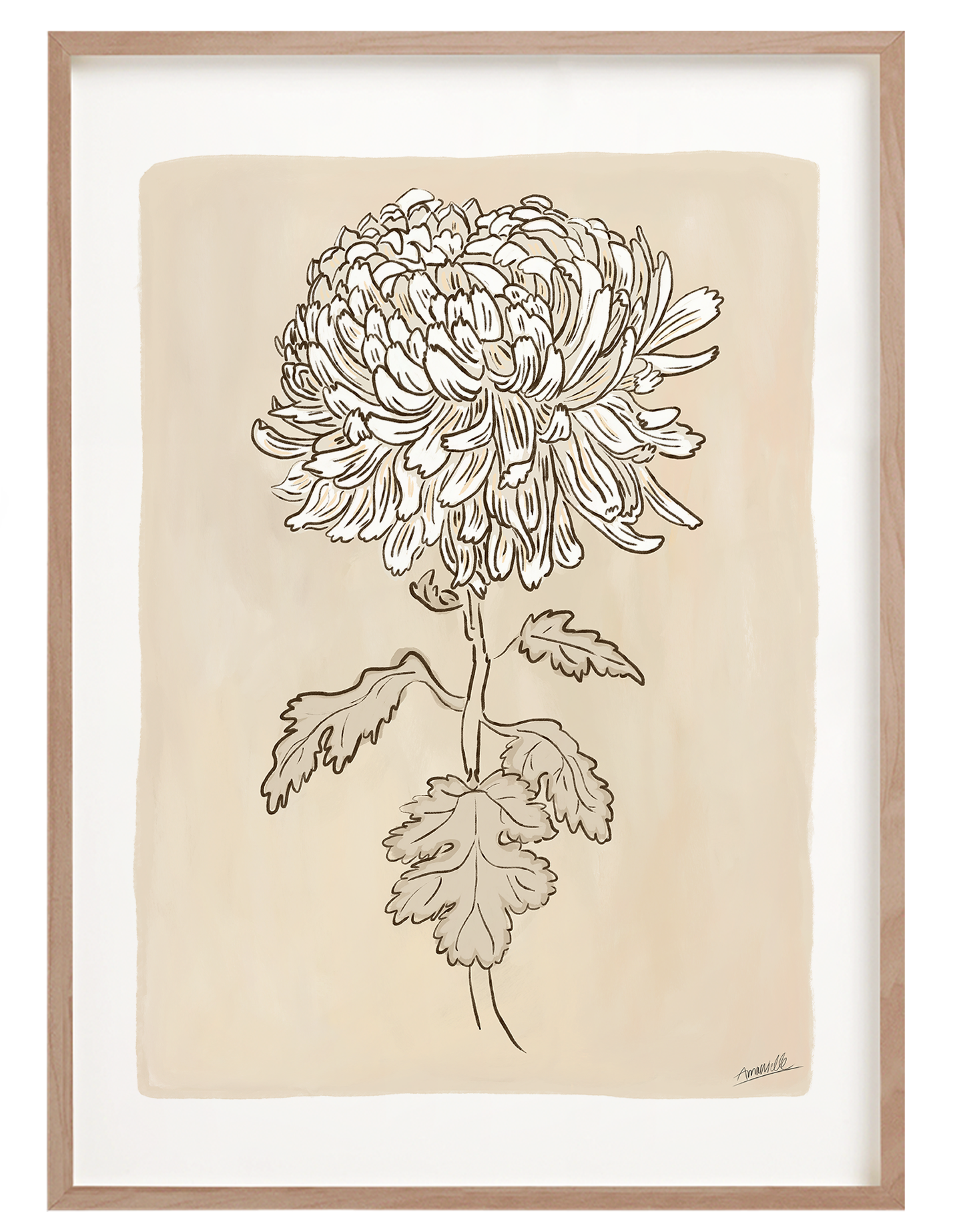 Digitaler Kunstdruck Poster Japandi Blume modern als Download