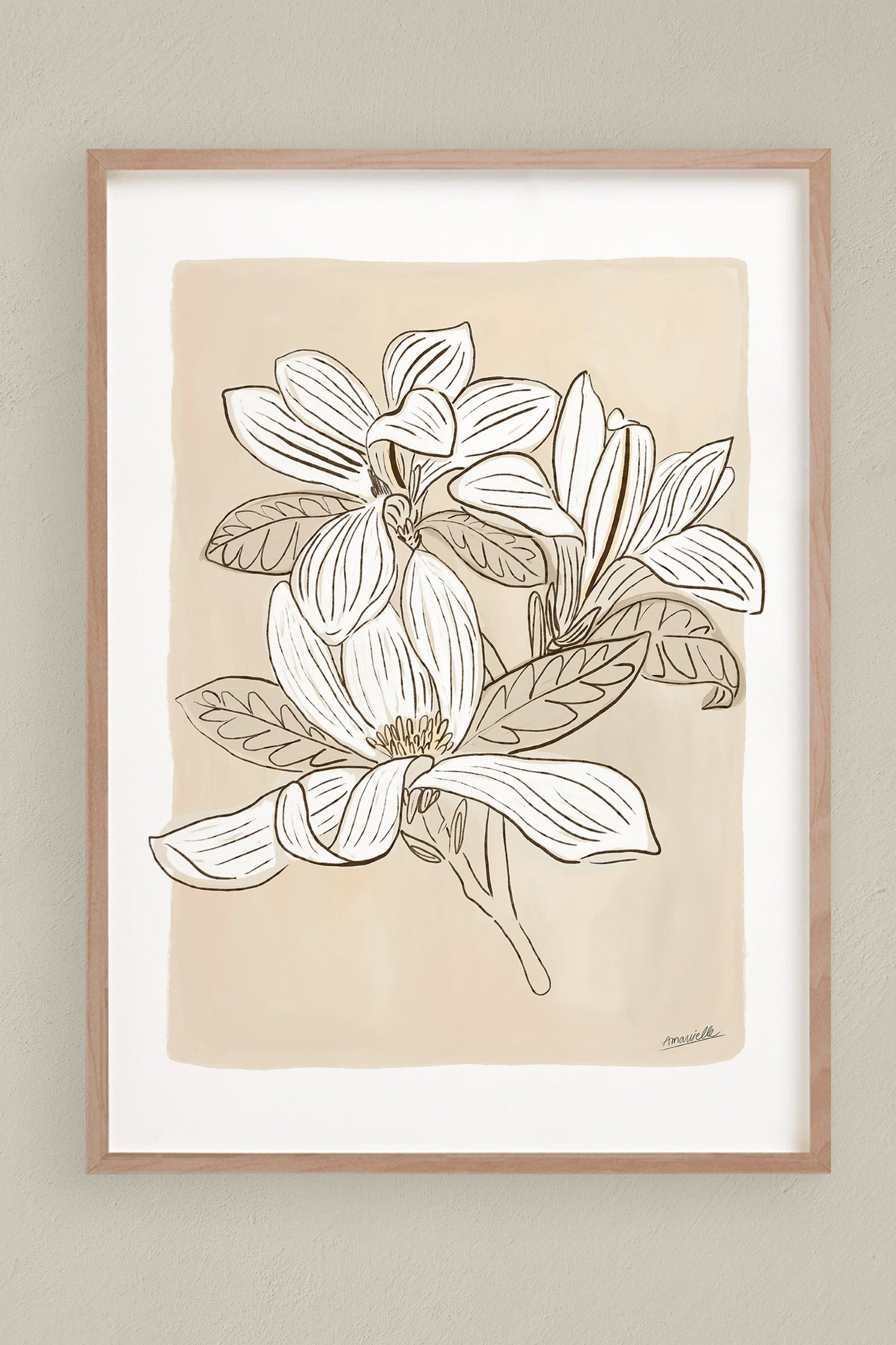 Magnolien Poster im Japandi Stil als Download