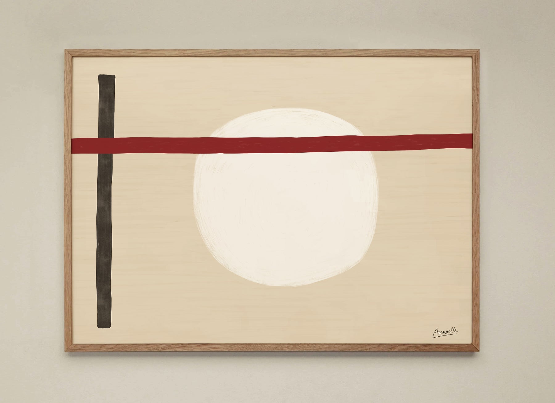 Japandi Kunstdruck Poster  mit modernen abstrakten Formen in Weiß und Beige als Download
